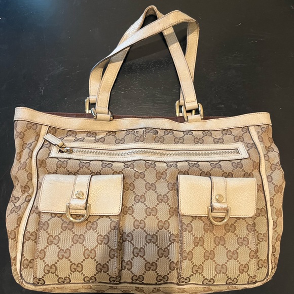 Gucci Brown Brooklyn Gg Canvas Hobo Buckle Shoulder Bag Y2k Gold Cream Monogram - Picture 2 of 13